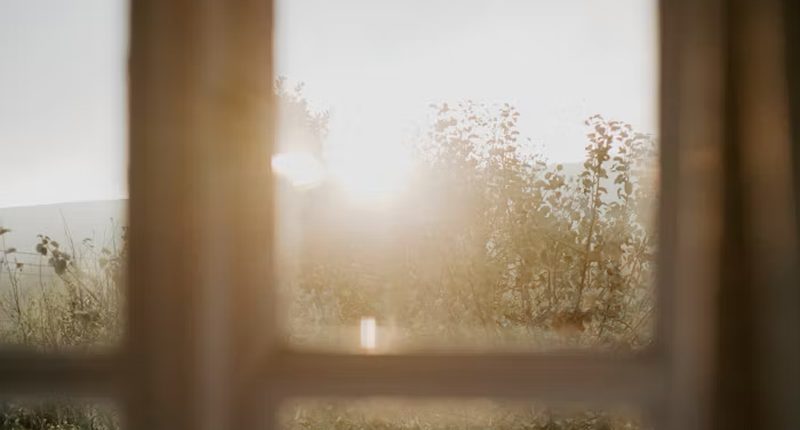 Morning light through an old window